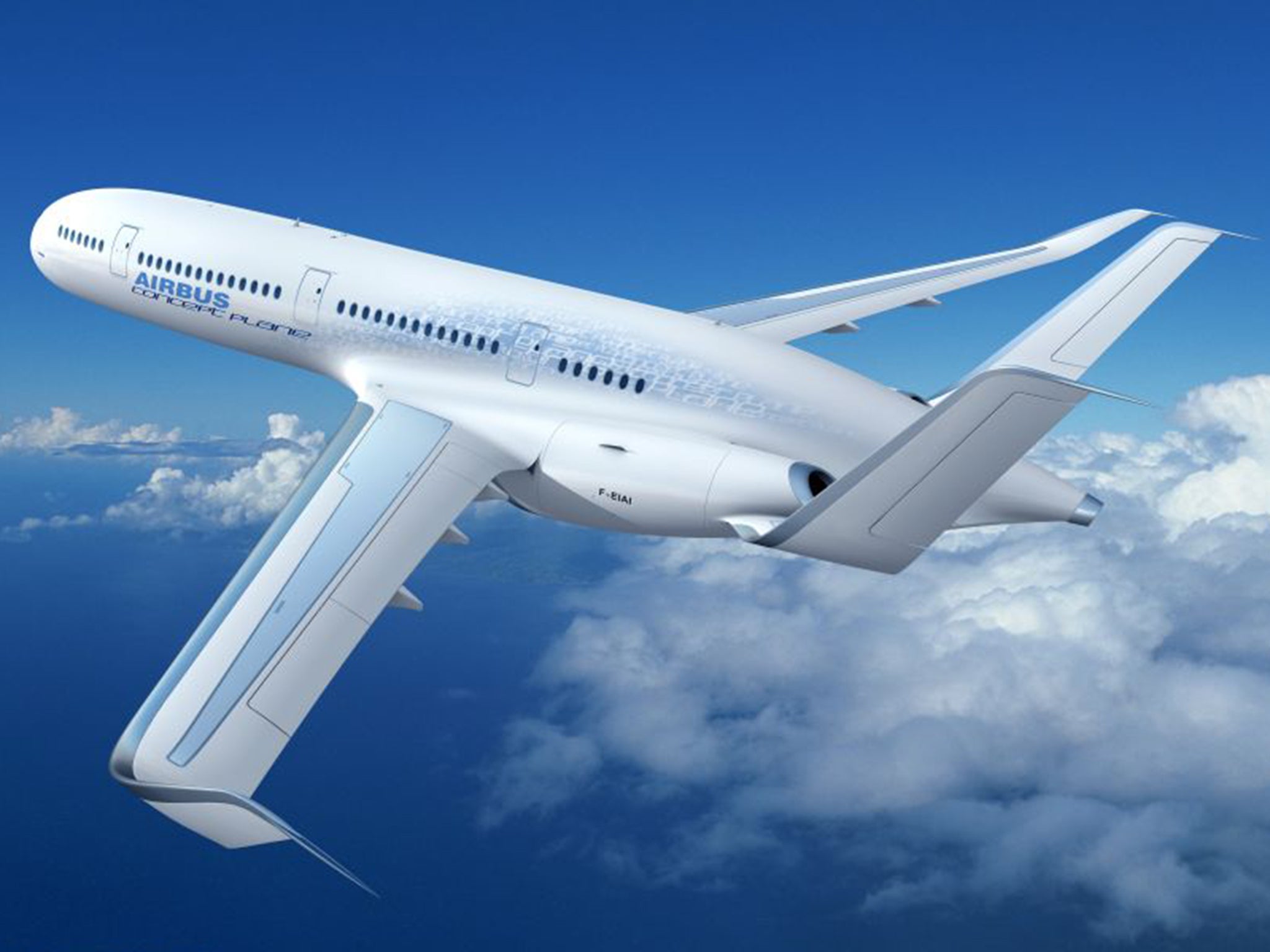 An artist’s impression of the Airbus Concept Plane, which would use plastics instead of aluminium
