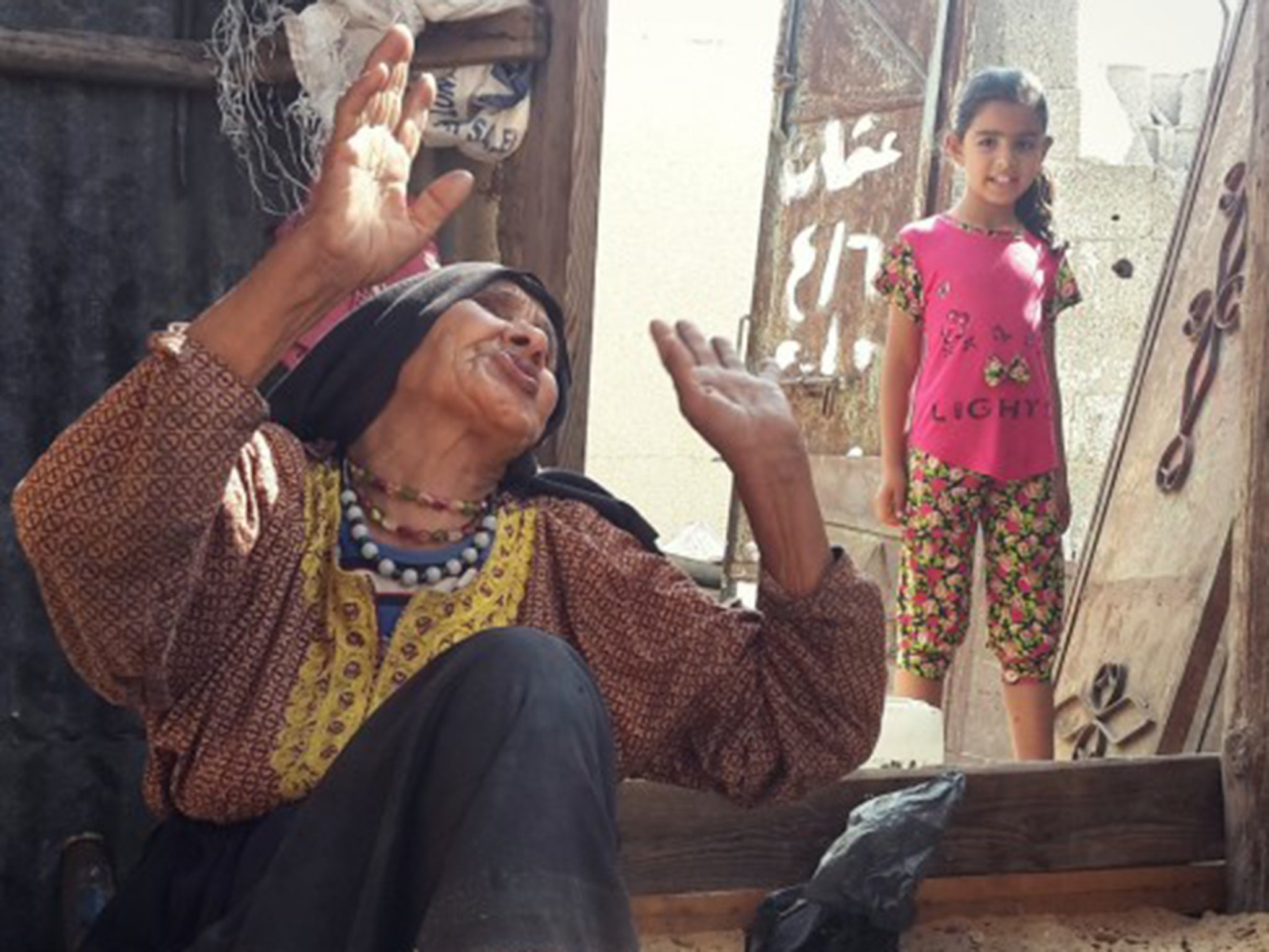 Faddiya Abu Shabab, 88, a Bedouin whose home in Beit Hanoun was destroyed