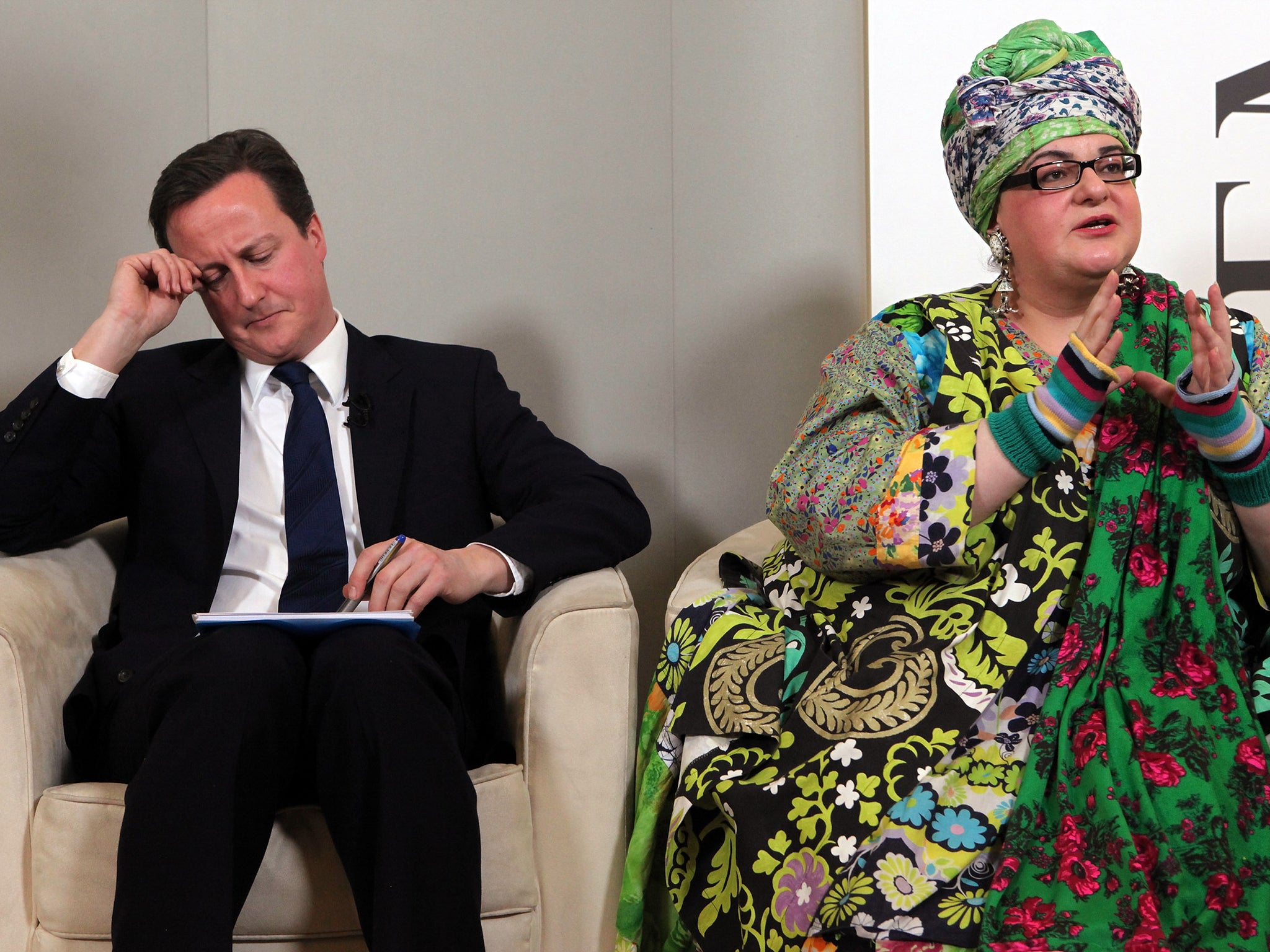 Camila Batmanghelidjh attending a Demos think tank event with David Cameron in 2010. The founder of Kids Company has accused politicians of playing “ugly Westminster games” (Ge