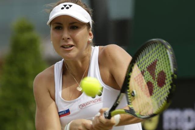 Belinda Bencic hits a backhand against Betthanie Mattek-Sands in her straight-sets victory on Friday