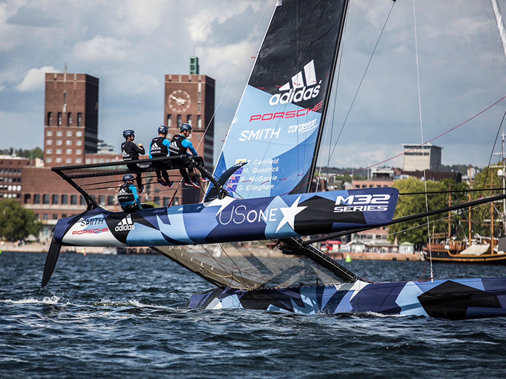 The M32 catamaran, which becomes the weapon of choice for the World Match Racing Tour, shows of its paces in Gothenberg