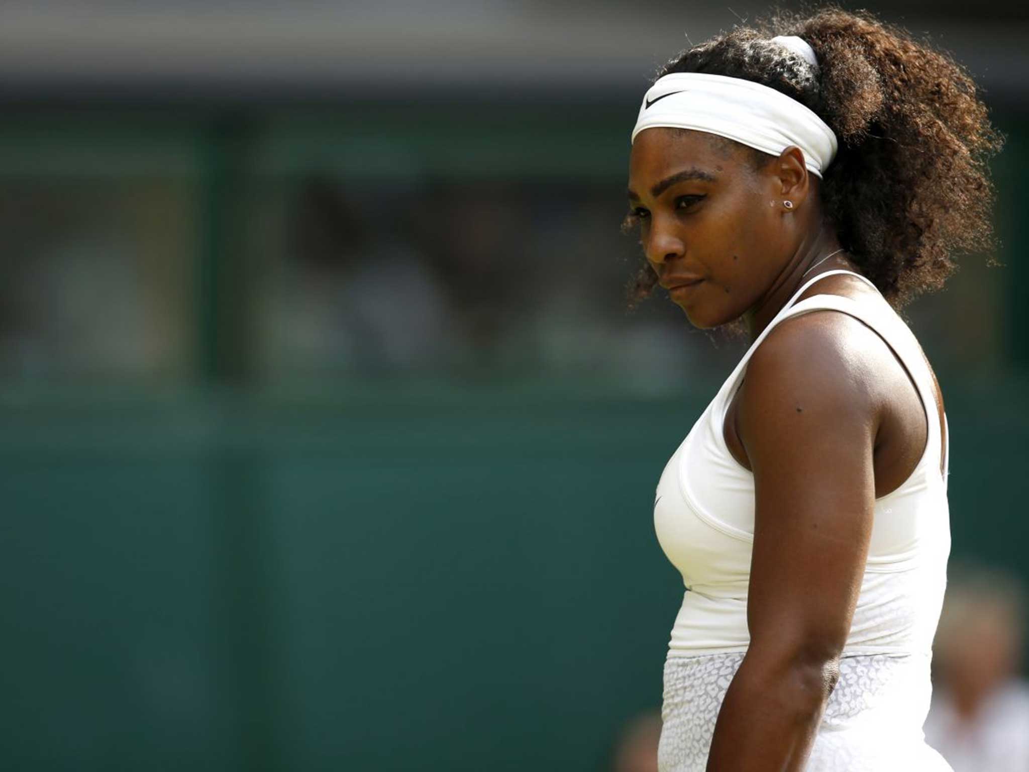 Serena Williams during a pause in play
