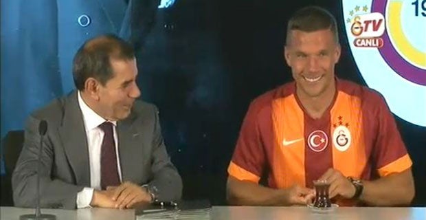 Lukas Podolski signs for Galatasaray and enjoys a tea to celebrate