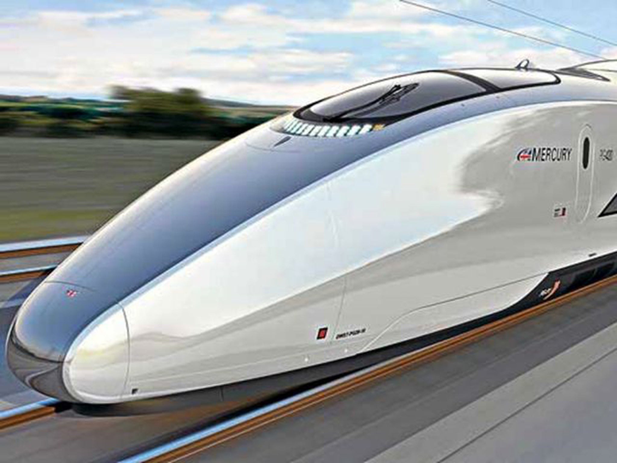 An artist’s impression of an HS2 train, due to start running in 2026