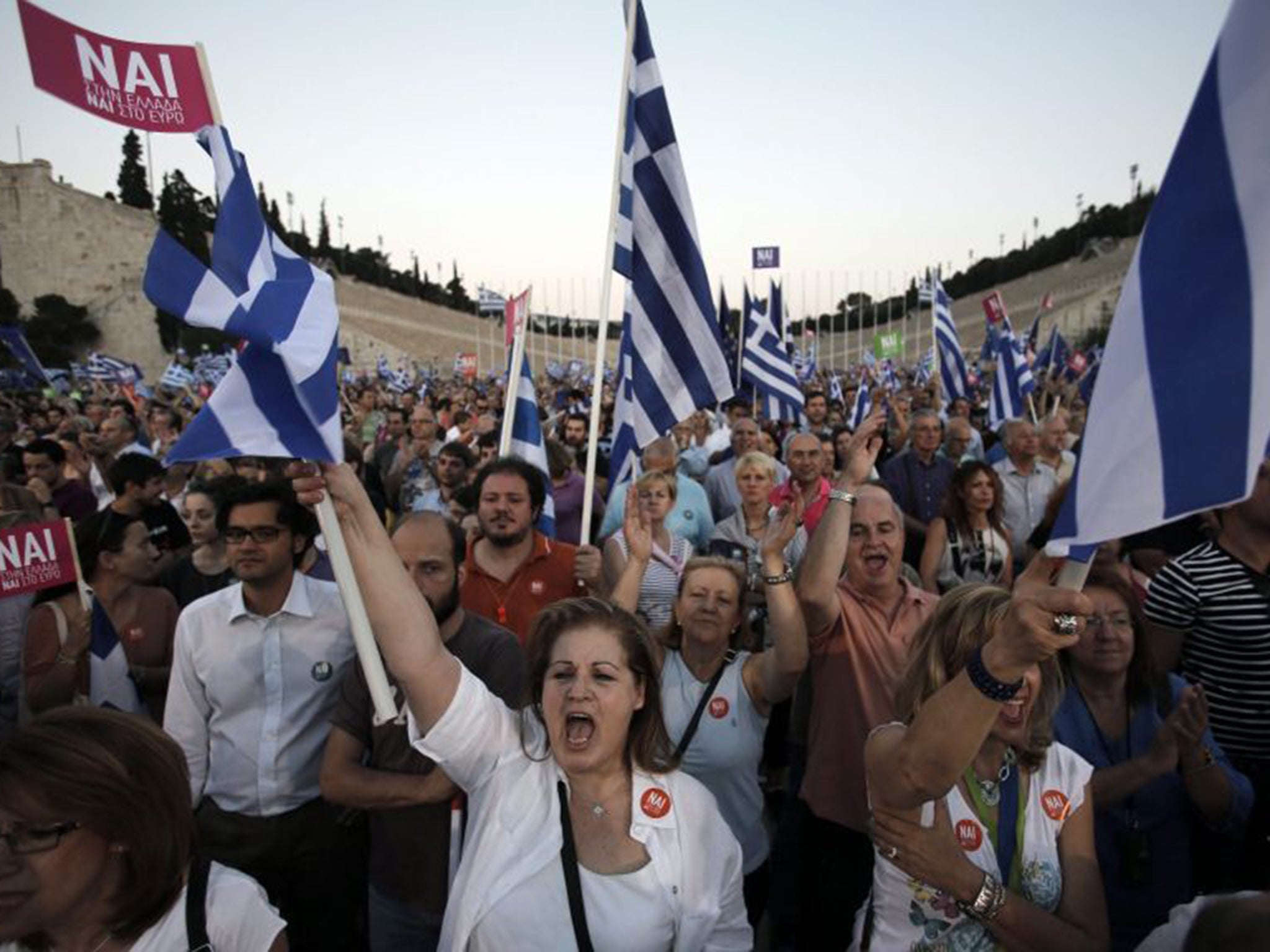 A Yes vote rally in Athens