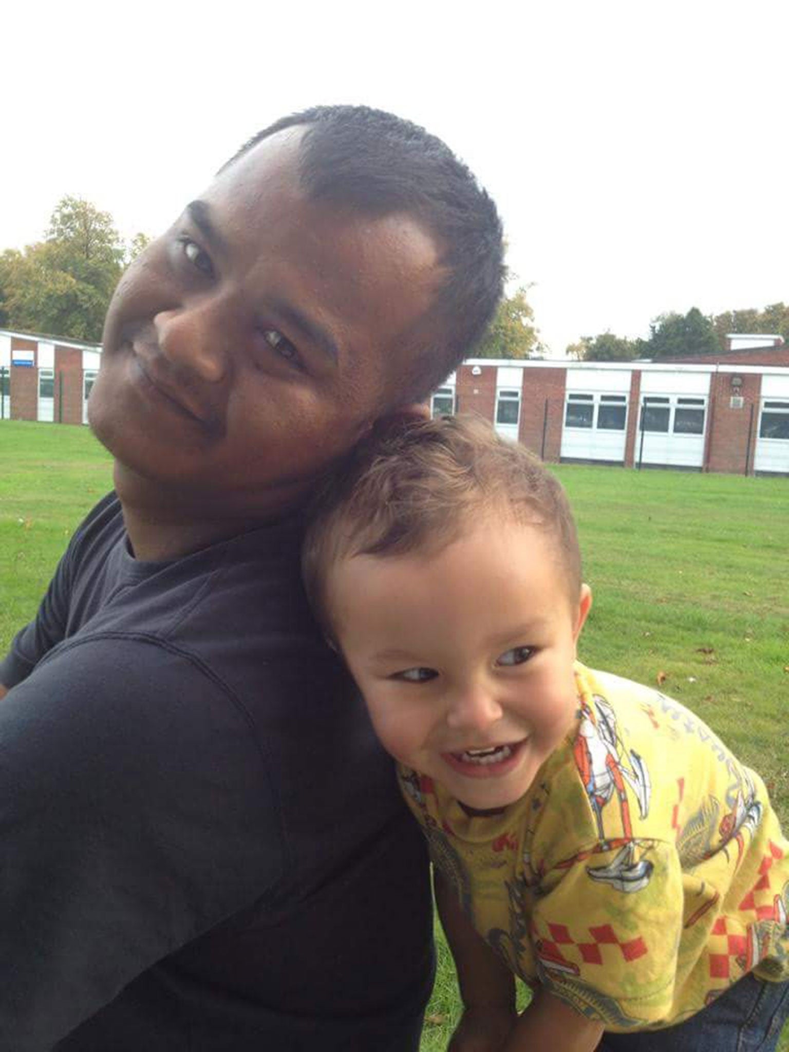 Jalin Beaksantia pictured with his toddler son, Kai