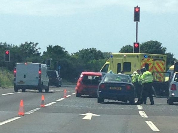 Elderly woman who can only see for seven meters was involved in a four car pile-up on a Sussex motorway
