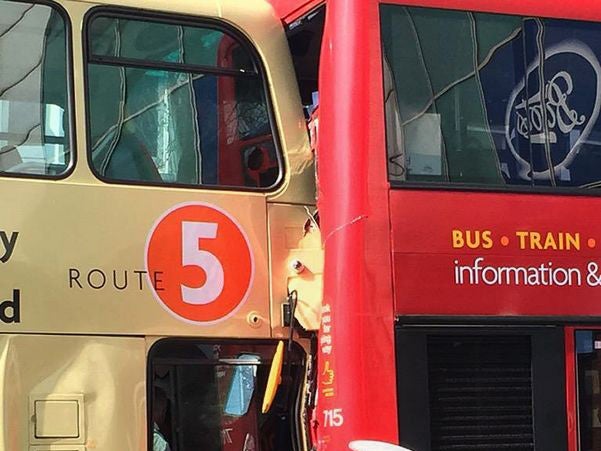 Two people have suffered "life changing" injuries in a bus crash in Brighton this morning