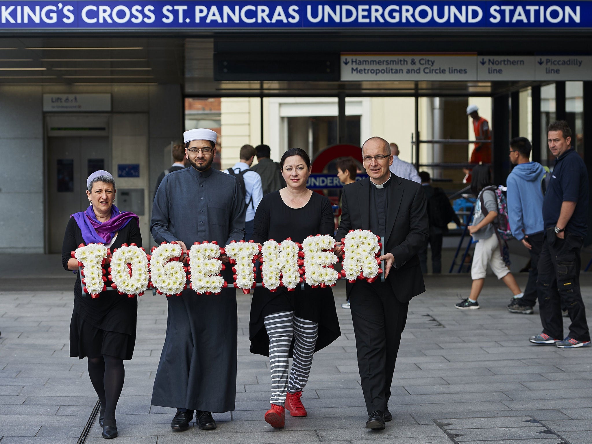 Faith leaders promote religious unity in central London, as Britain prepares to mark 10th anniversary of the 7/7 London bombings in which 52 people were killed