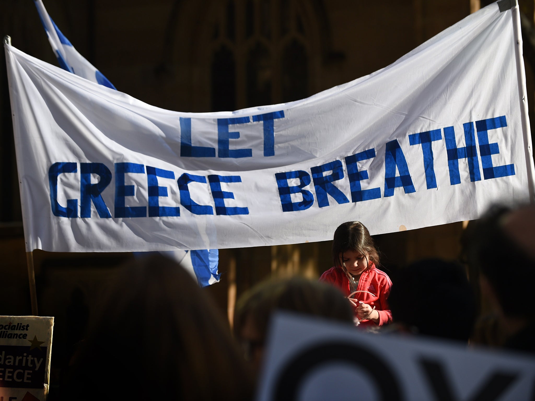 Support for the Greek people at a rally in Sydney, Australia