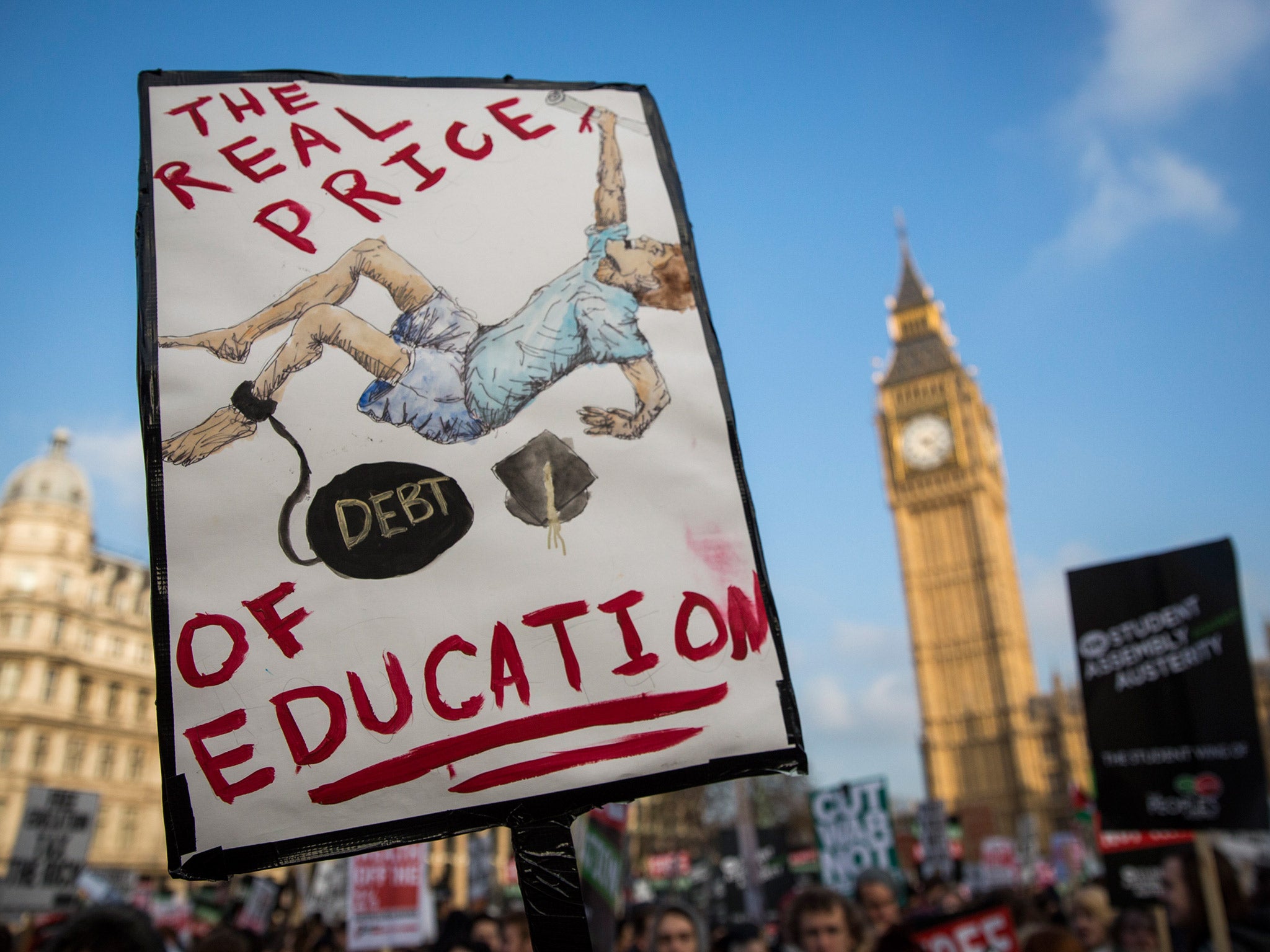 Protestors march against university fees in Parliament Square last November