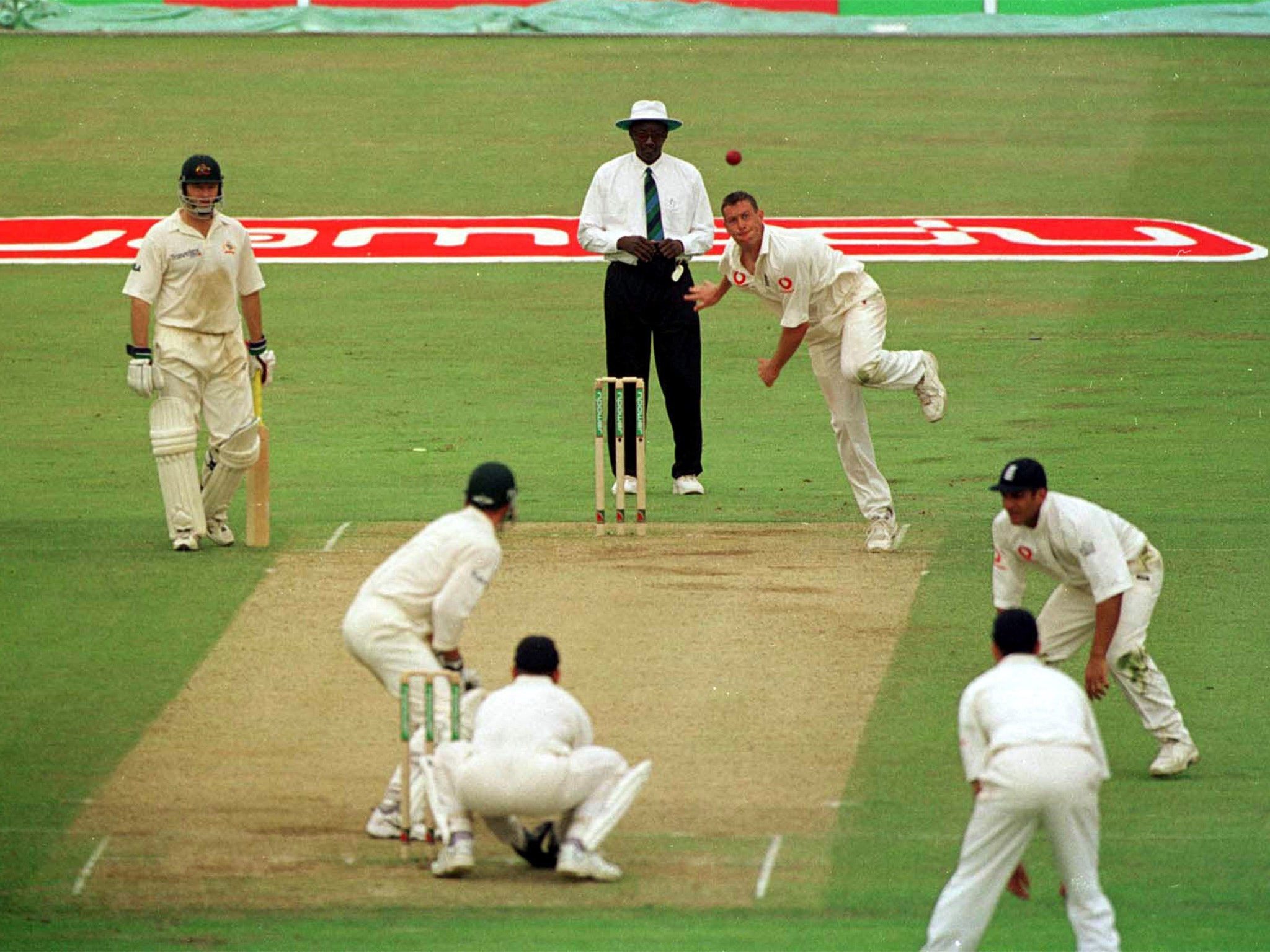 Facing the bowling of Ashley Giles during my Ashes debut at Edgbaston in July 2001
