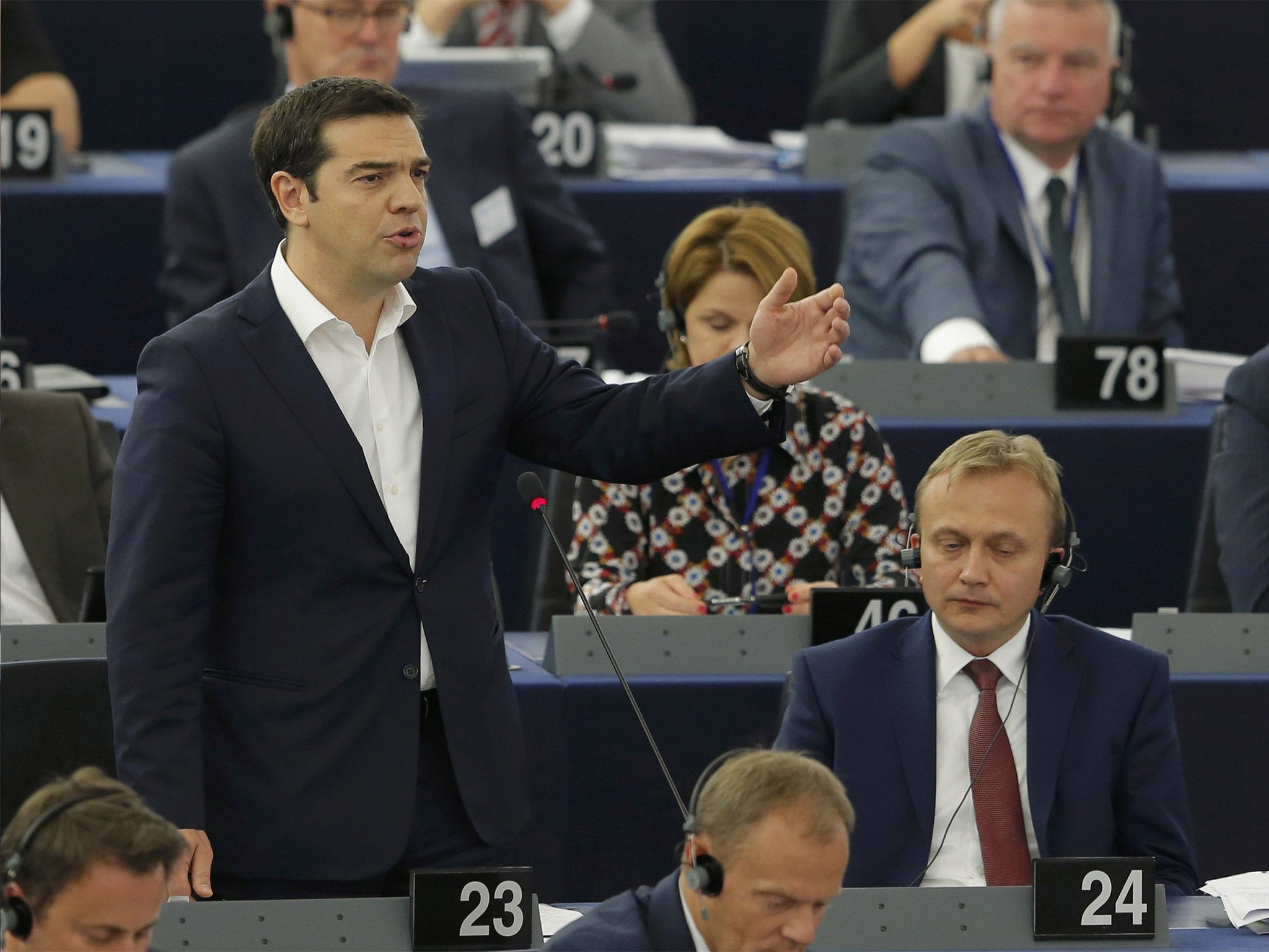 Greek Prime Minister Alexis Tsipras addresses the European Parliament in Strasbourg