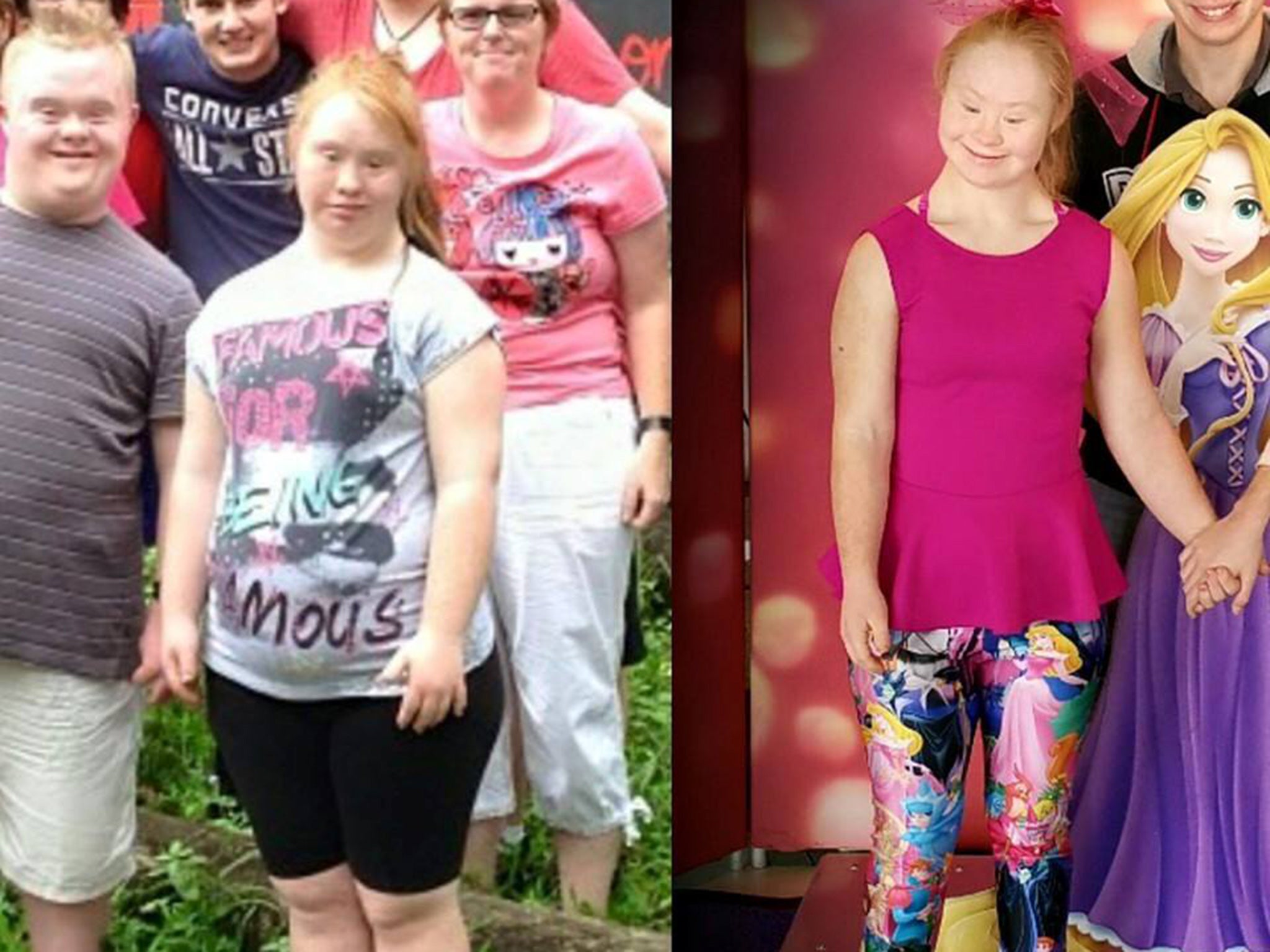 Maddie promoting healthy lifestyle by comparing her 18-month body transformation