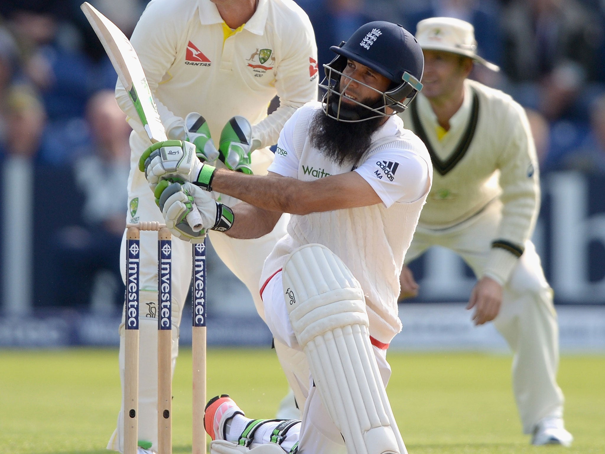 Moeen Ali passes his half-century early on day two