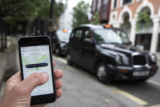 Smatphone app used to order an Uber cab