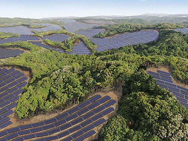 An artist's impression of a planned massive solar farm in Japan's Kagoshima prefecture