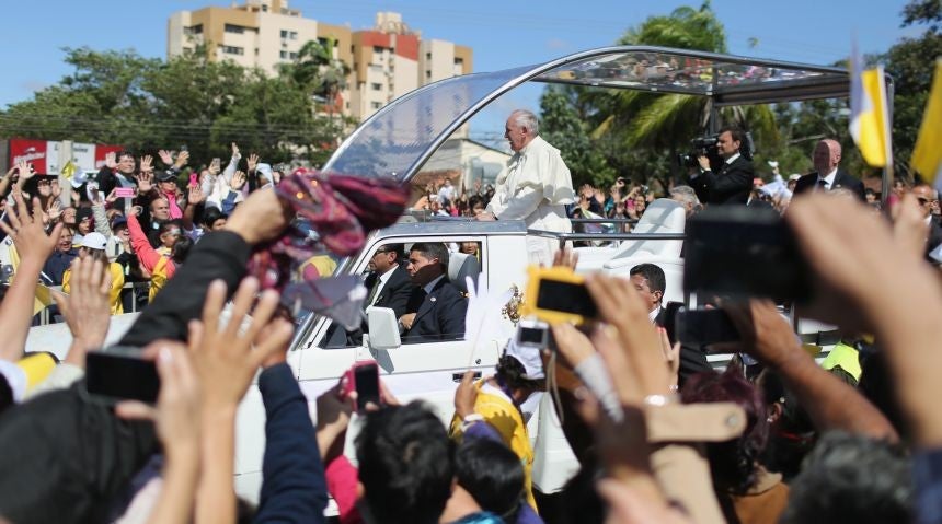 Thousands of people, like these crowds in Santa Cruz, Bolivia, have flocked to see the pope during his South American tour