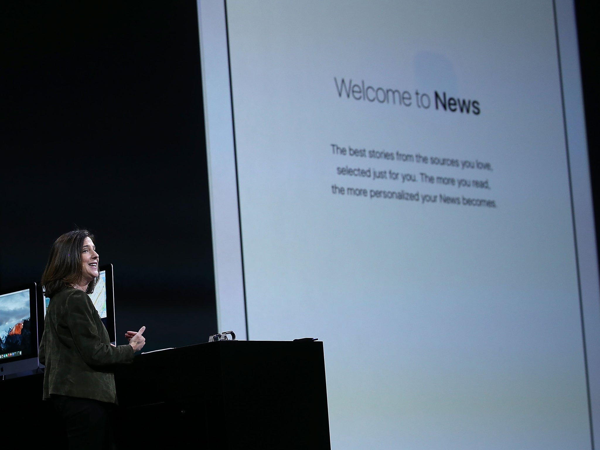 Susan Prescott, Apple vice president of Product Management and Marketing, speaks during the Apple WWDC on June 8, 2015 in San Francisco, California