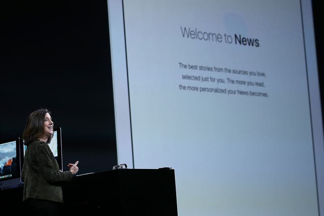 Susan Prescott, Apple vice president of Product Management and Marketing, speaks during the Apple WWDC on June 8, 2015 in San Francisco, California