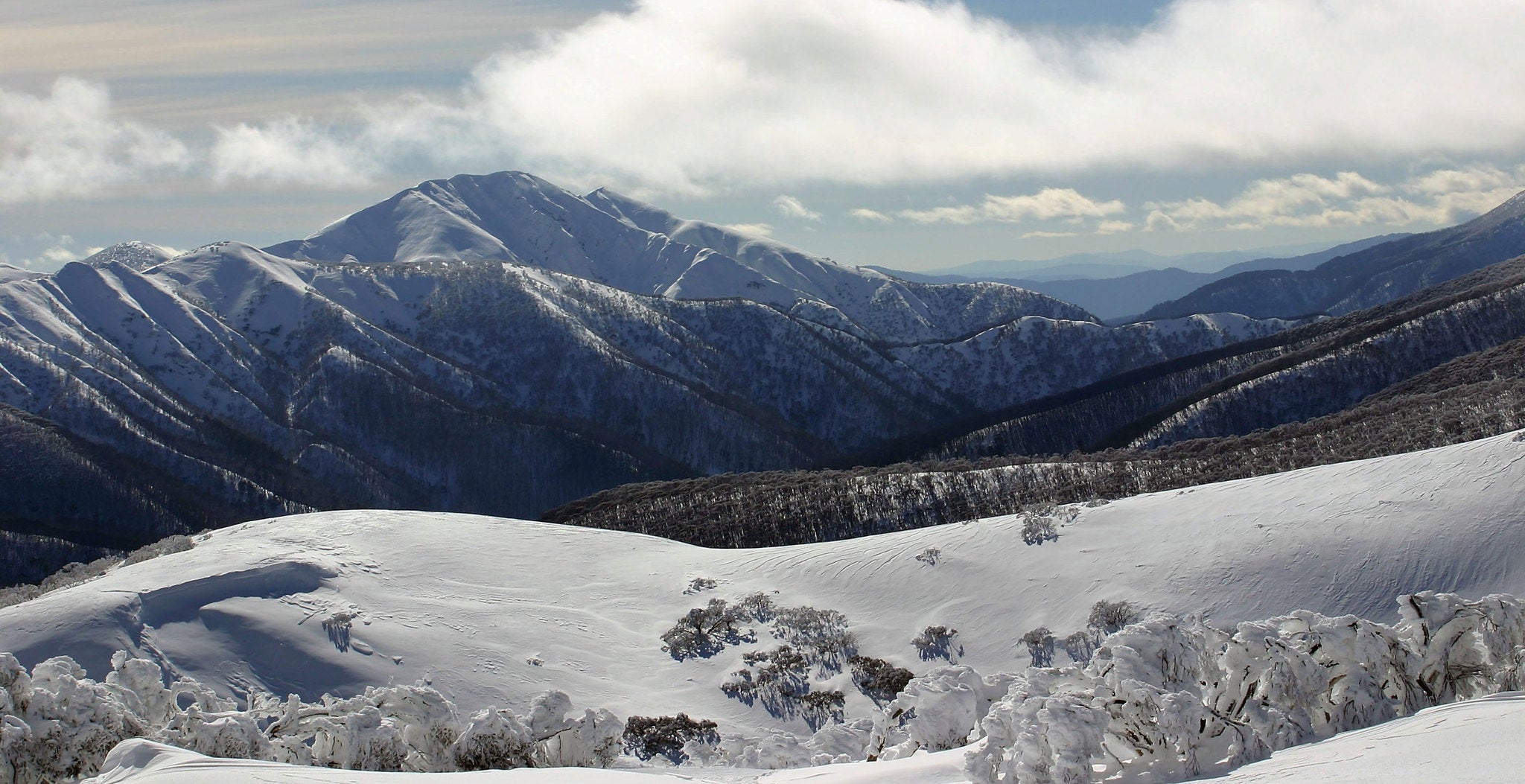 Mount Feathertop in the Victorian Alps, Australia covered in snow