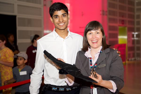 Alex Deans, left, pictured with a host from Ontario's Science Centre where he will be launching an exhibition this month