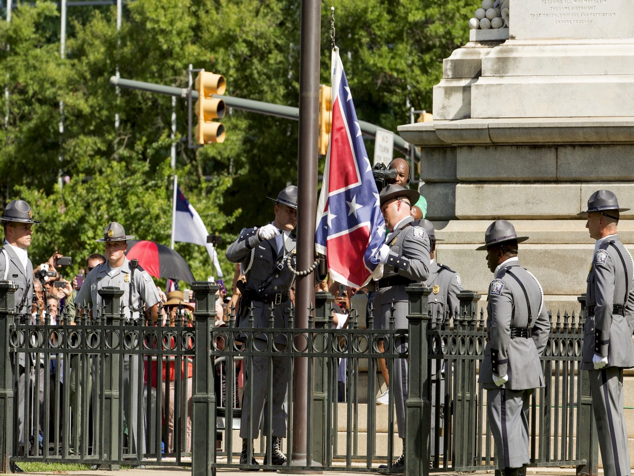 The Confederate flag came down on Friday morning
