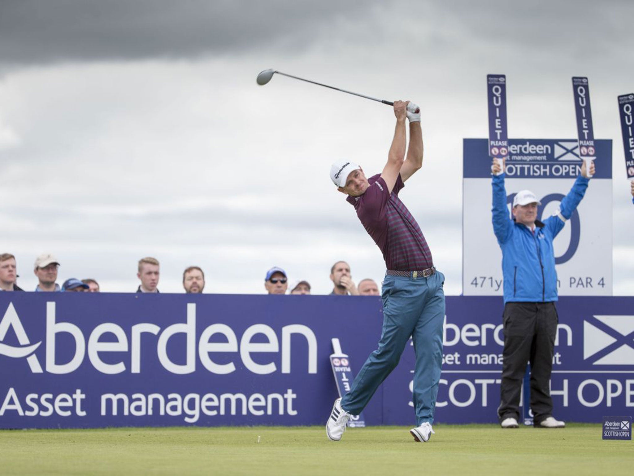 Justin Rose on his way to a second successive round of 66 at Gullane yesterday