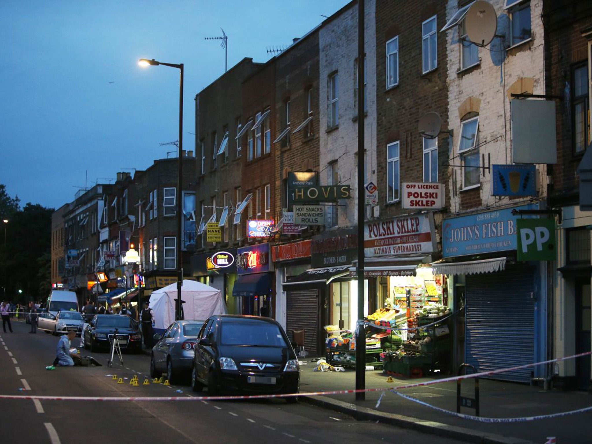 Emergency services attending the scene in Lordship Lane, Wood Green, north London,