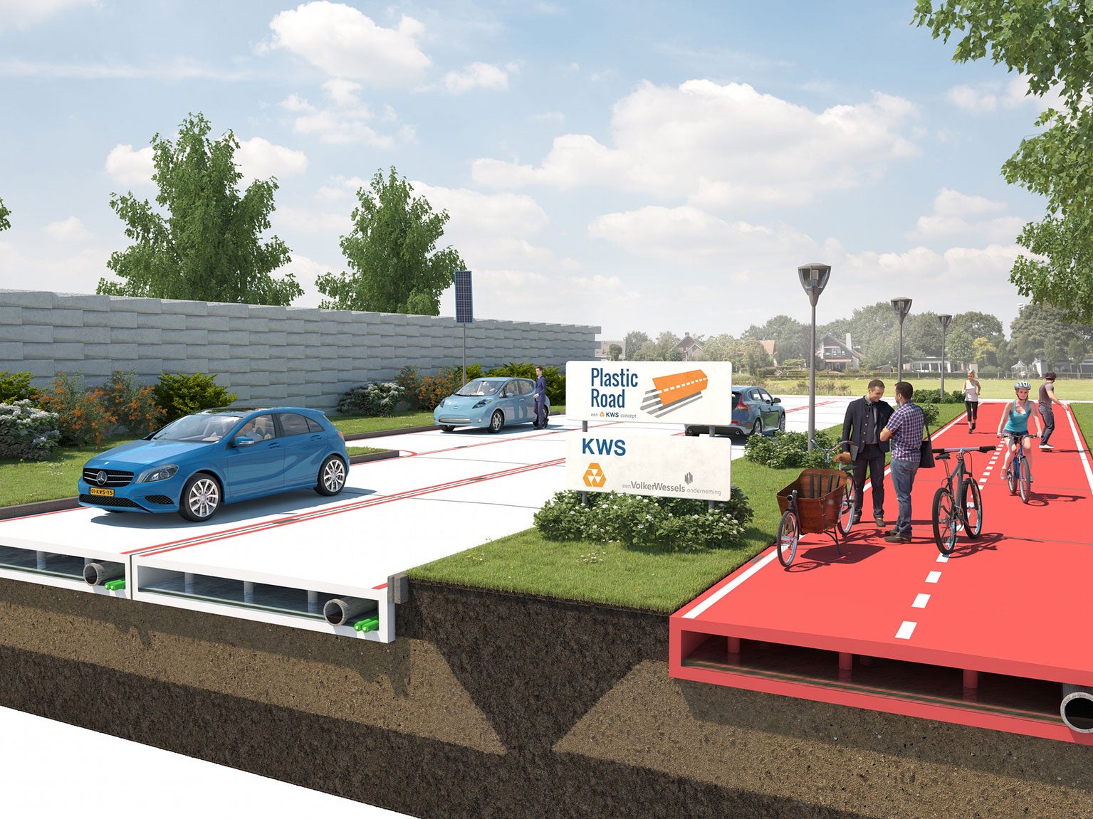 Construction firm VolkerWessels revealed plans on Friday for a road surface made entirely from recycled plastic
