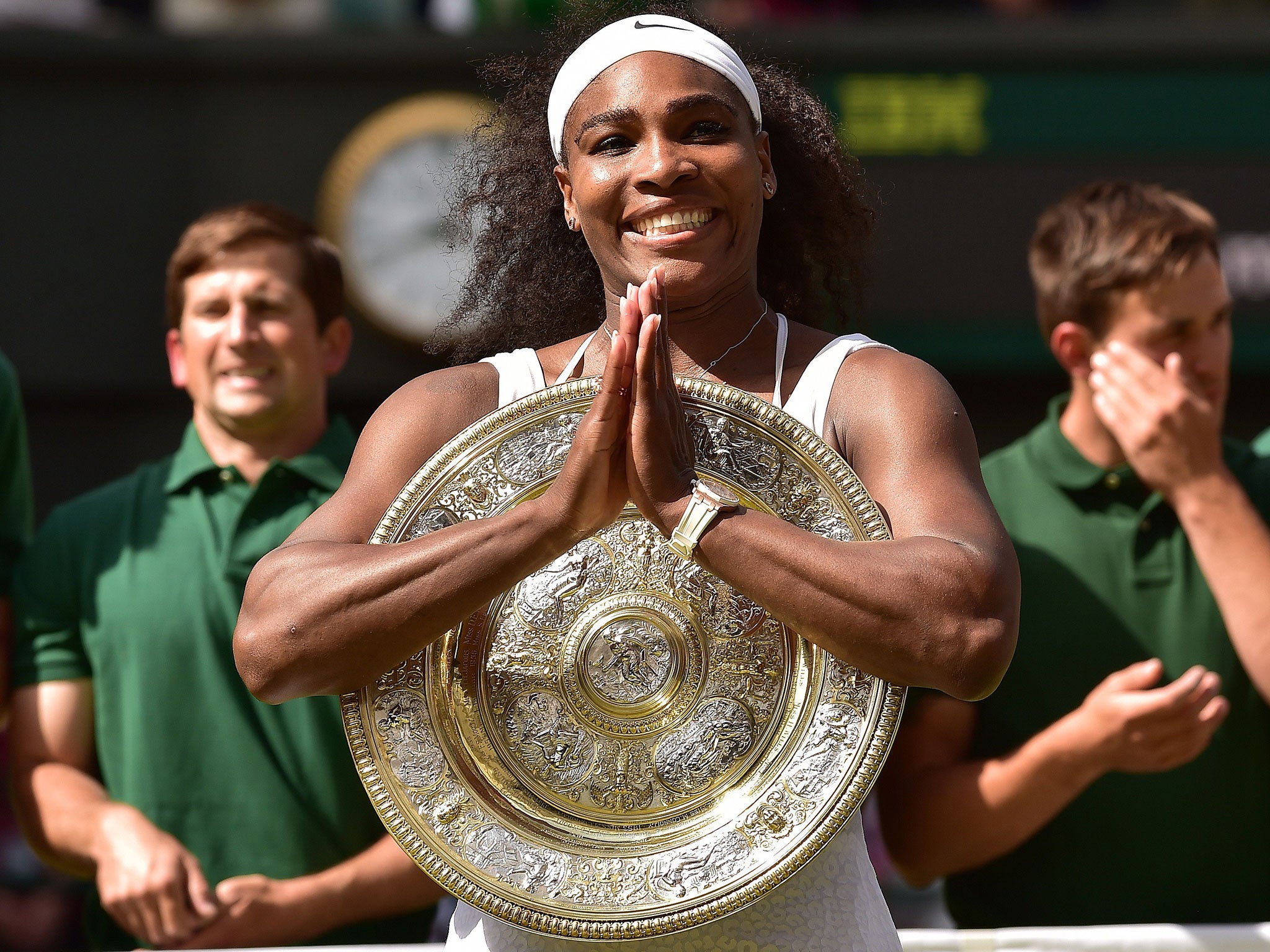 Serena Williams with the Wimbledon title
