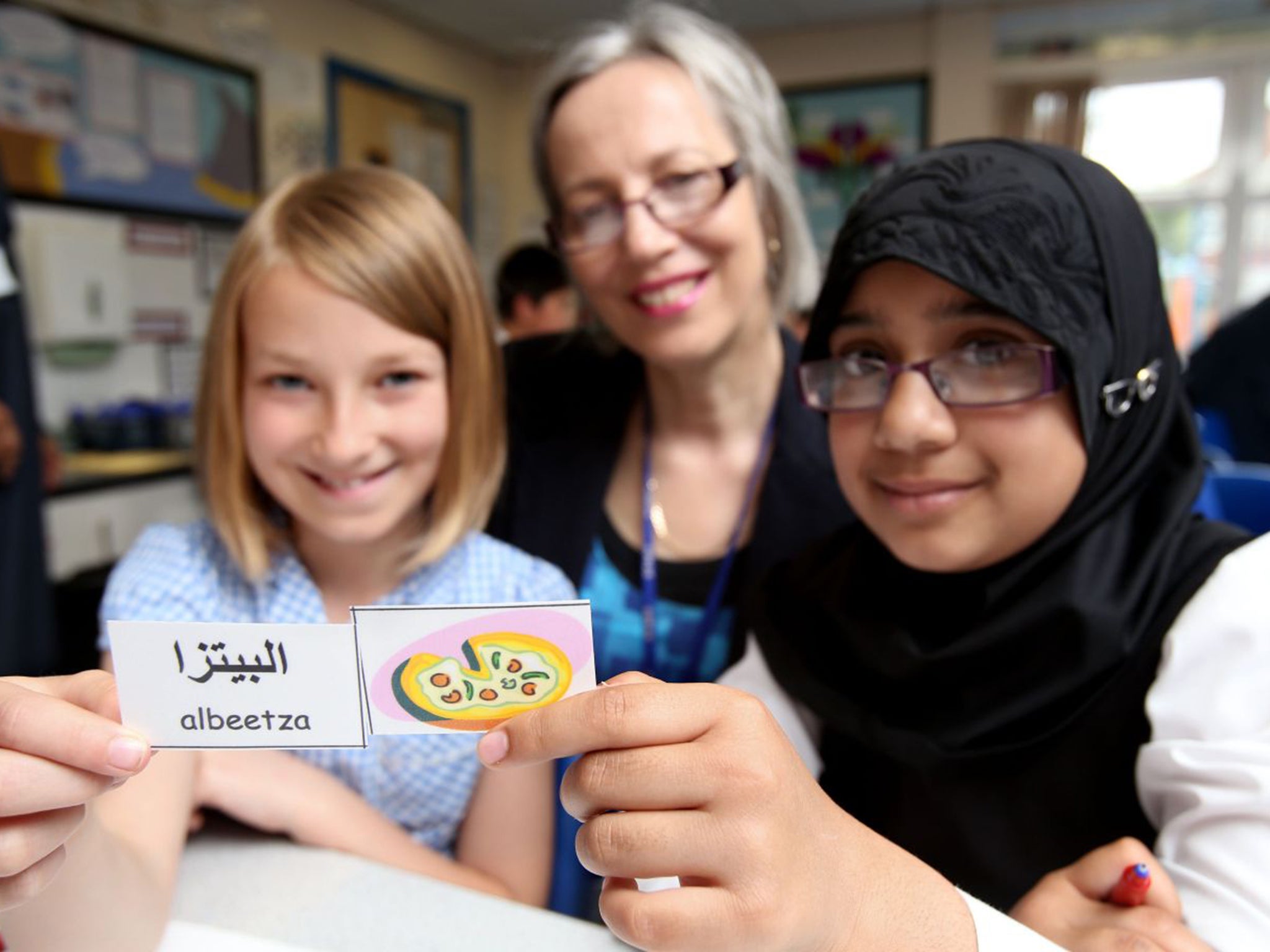 Headteacher Sarah Dawson with her pupils