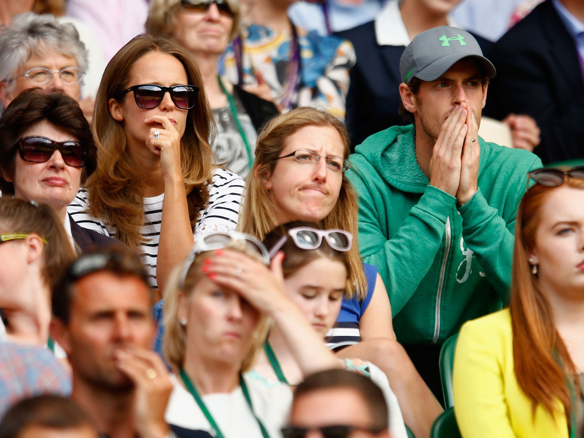 Andy Murray and Kim Sears watch on during the Wimbledon men's doubles final