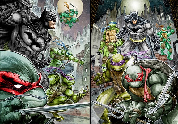 Batman and Robin? Nope, it's Batman and Donatello, Leonardo, Raphael and Michelangelo