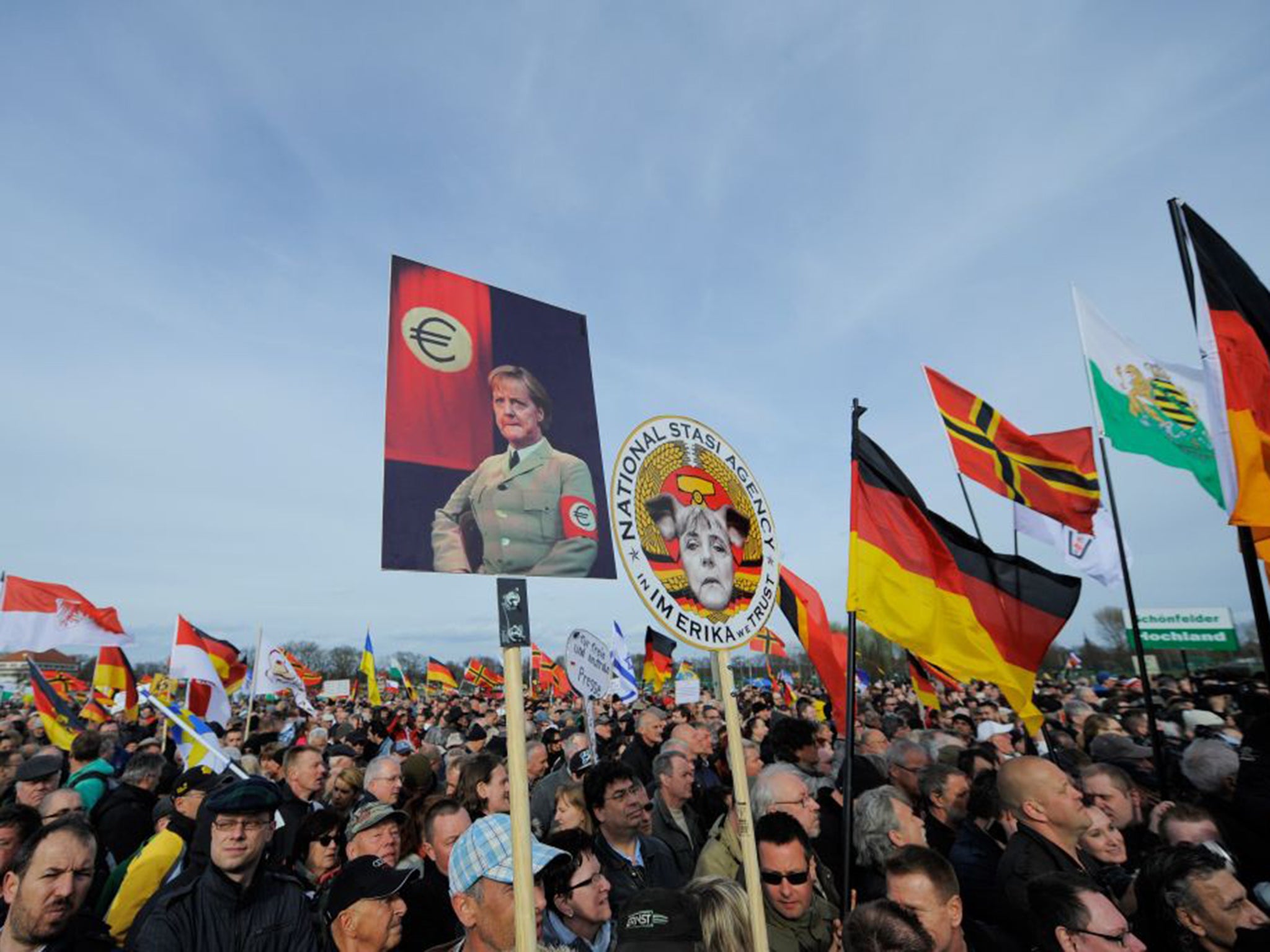 The Pegida movement has staged mass demonstrations, one of which attracted up to 20,000 people in Dresden earlier this year
