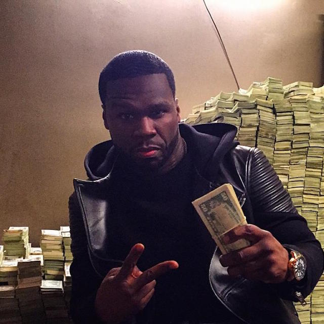 A picture 50 cent posted of himself in front of a mountain of cash on Instagram a few months back