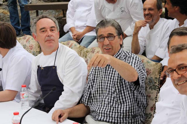 Soler, in check shirt, with his chefs: El Bulli had 42 of them