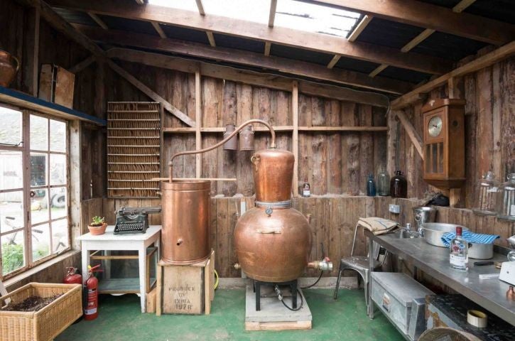 The fully-functioning distillery inside of the winning shed