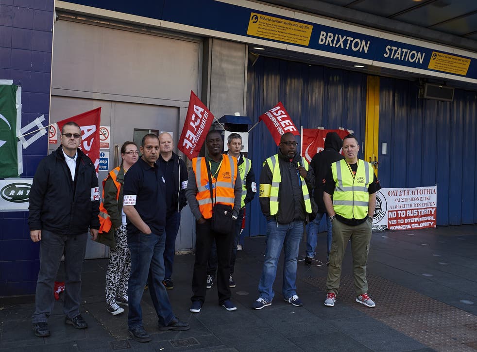Aslef and RMT union members form a picket line during the 9 July Tube strike