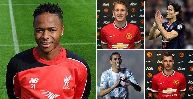 Raheem Sterling, Bastian Schweinsteiger, Edinson Cavani, Angel Di Maria and Morgan Schneiderlin