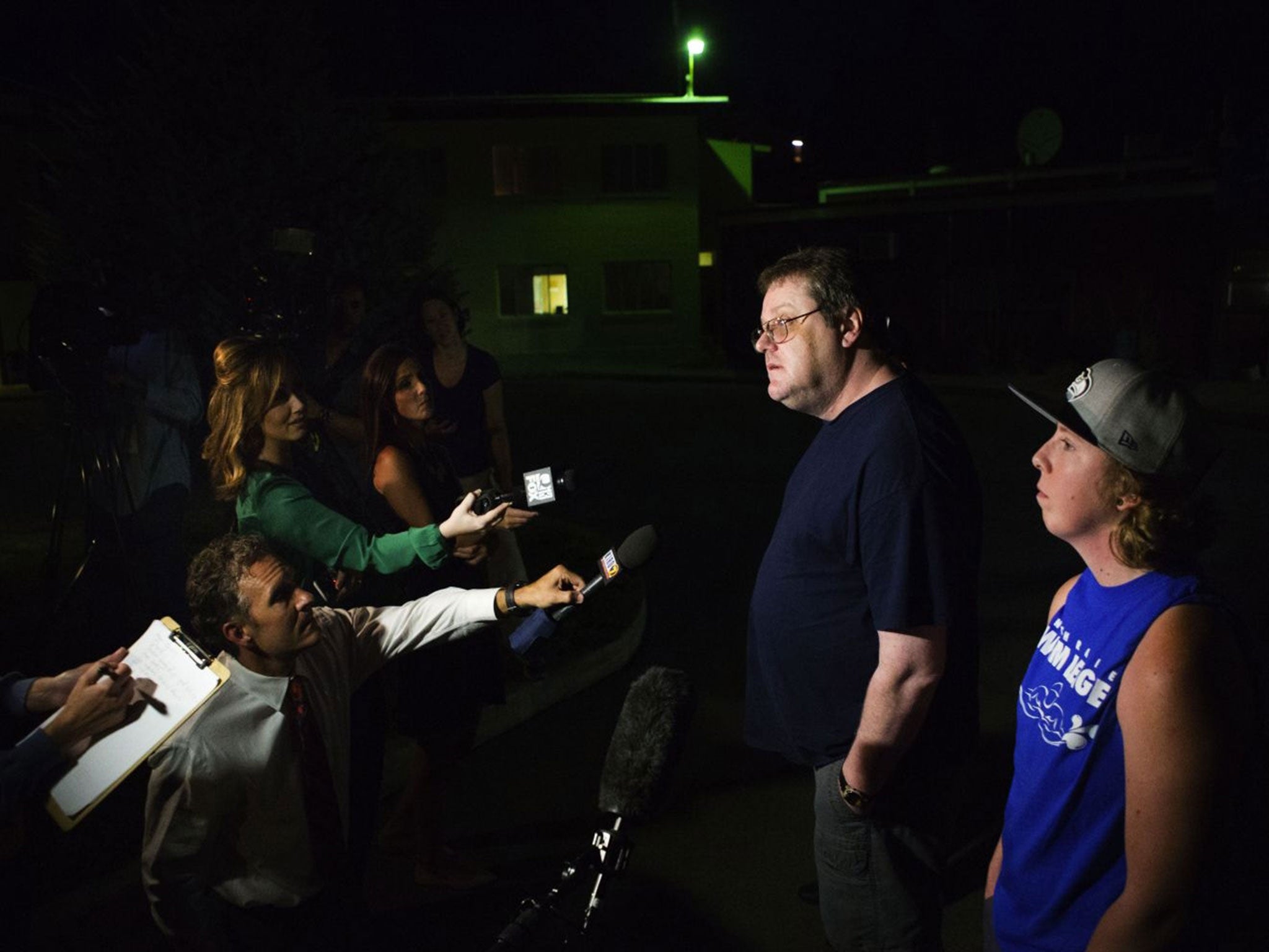 Autumn's father David speaks to reporters outside the Three Rivers Hospital in Brewster, Washington