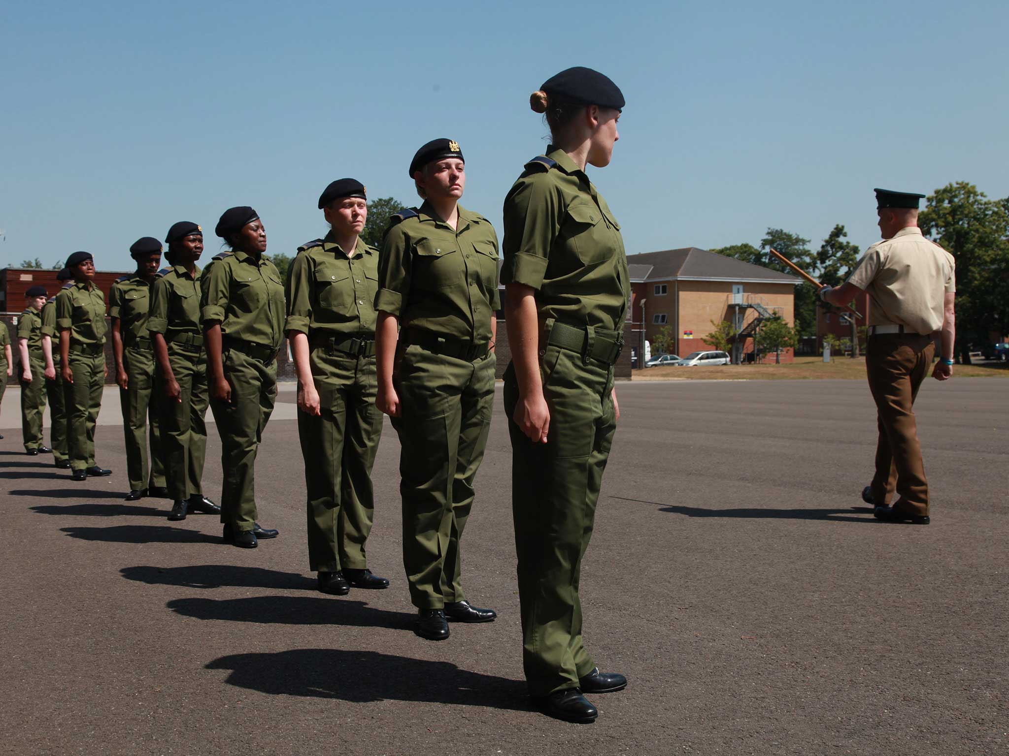 Female British Army recuits in the first stage of training