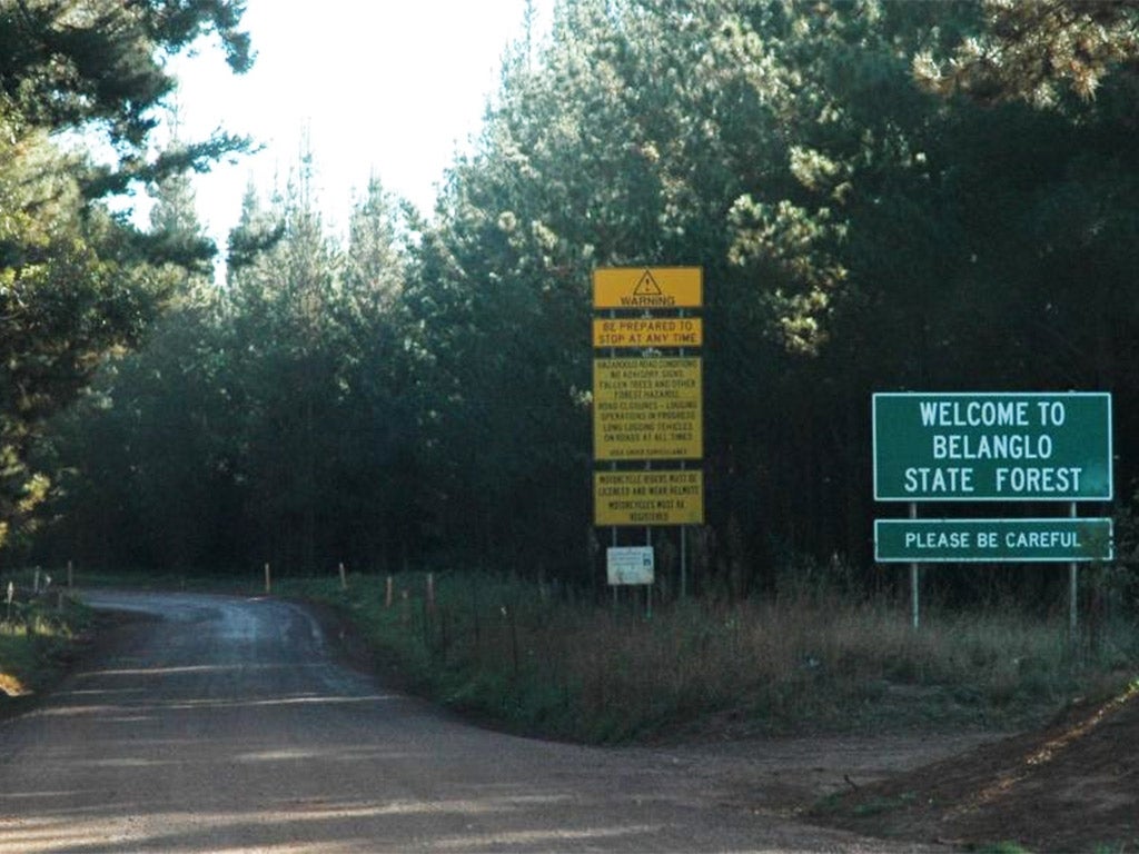 The entrance to Belanglo State Forest in New South Wales
