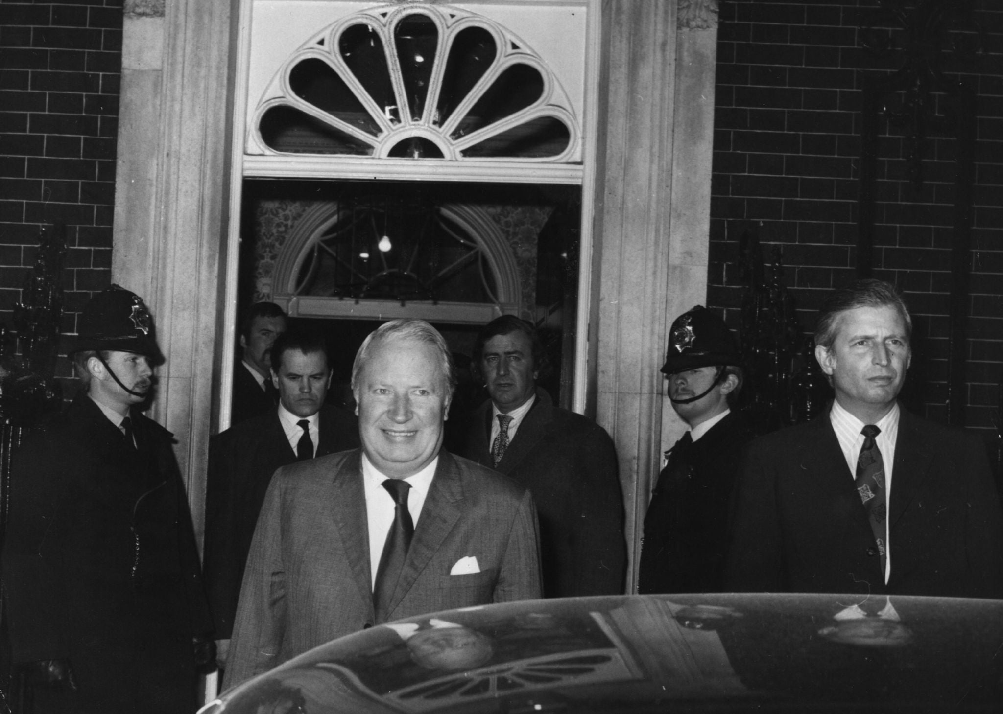 Ted Heath leaves Downing Street to hand in his resignation