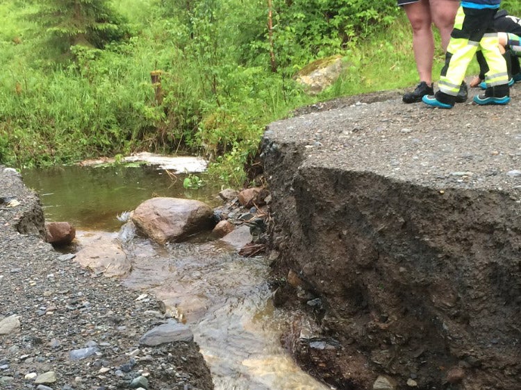 The torrential rain ripped deep gullies in the earth