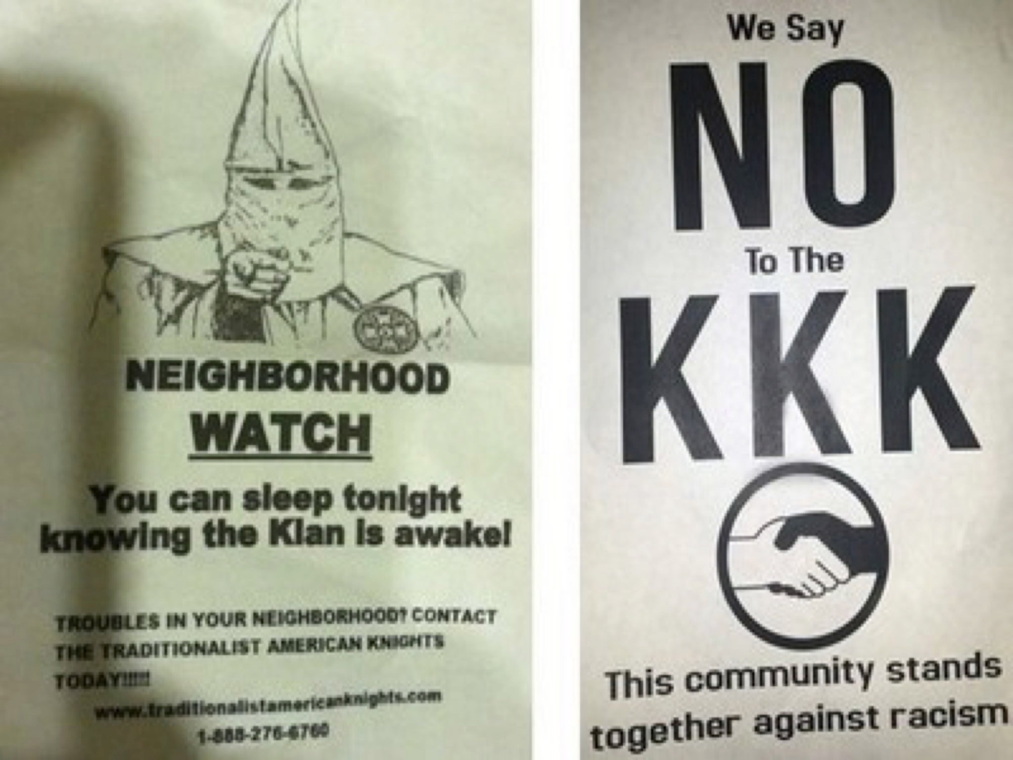 The two posters that appeared in a North Charleston neighbourhood