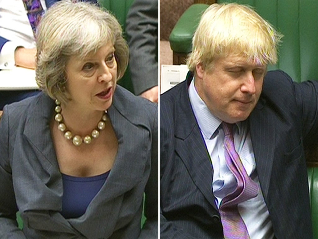 Theresa May’s announcement did not go down well with the Mayor of London Boris Johnson in the Commons