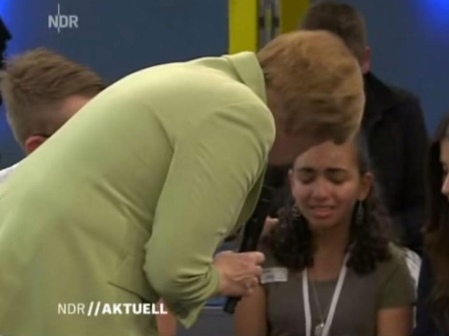 Angela Merkel failed to comfort the girl, who said she faced being deported with her family
