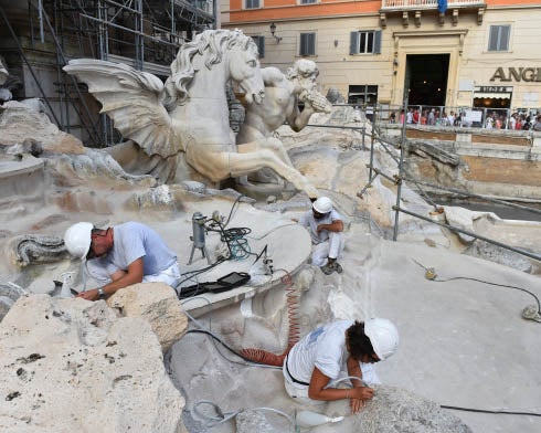 The Trevi Fountain has been undergoing restoration work since last summer