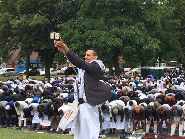 60,000 people attended Eid prayers in Birmingham's Small Heath Park this morning (@stevenmorris20 via Twitter)
